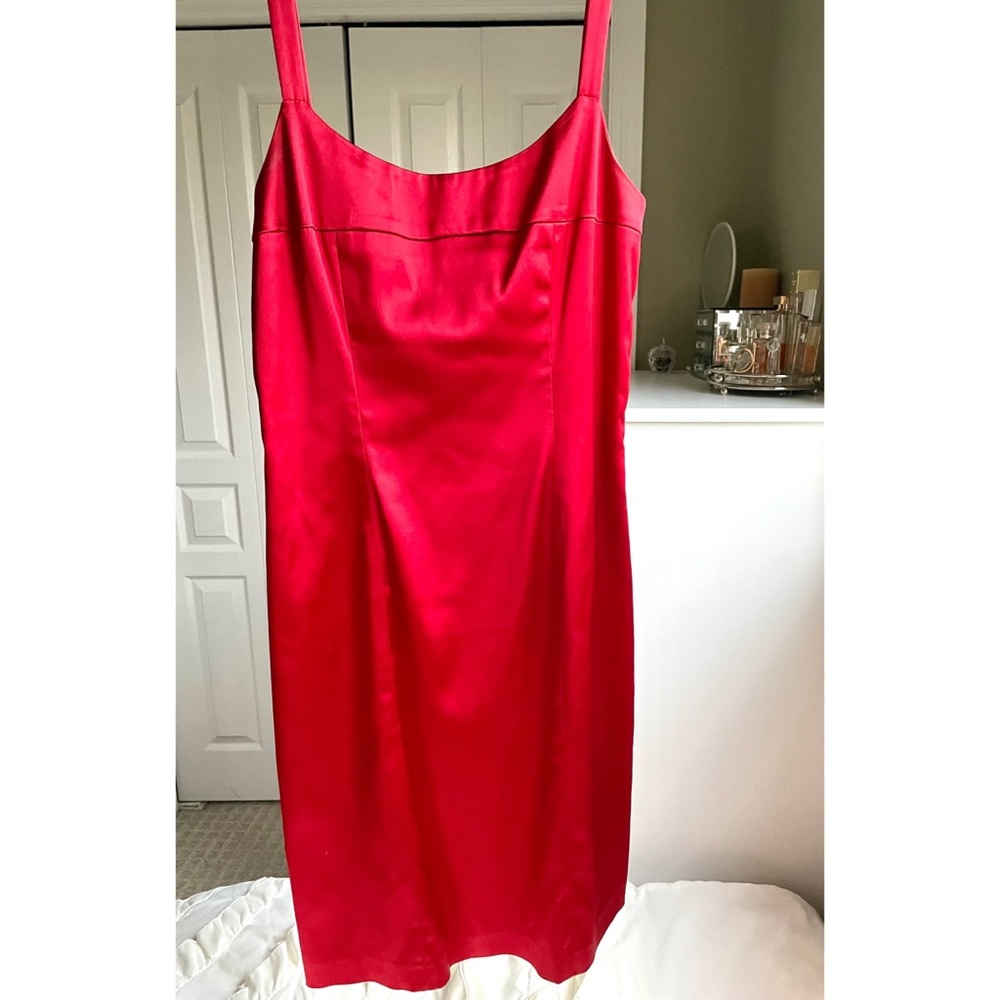 Red Satin Sexy Classy Midi Dress